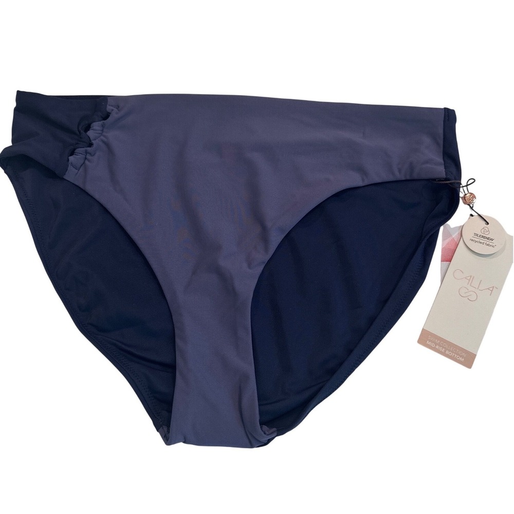 Calia‎ Looped Mid-Rise Bikini Bottoms Storm Haze Blue WSA15407 Small NEW